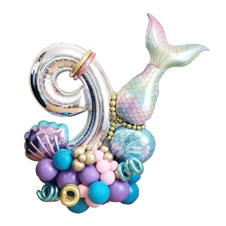 32 Inch Number Mermaid Balloon Set