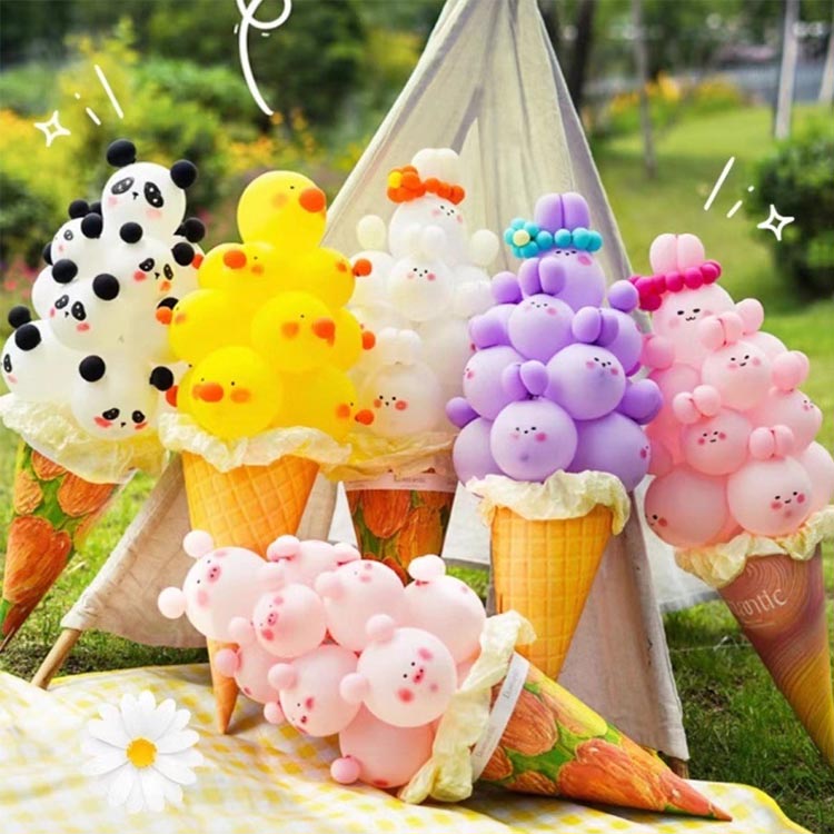 Ice Cream Cone Balloon ການຜະສົມຜະສານວັດສະດຸ DIY