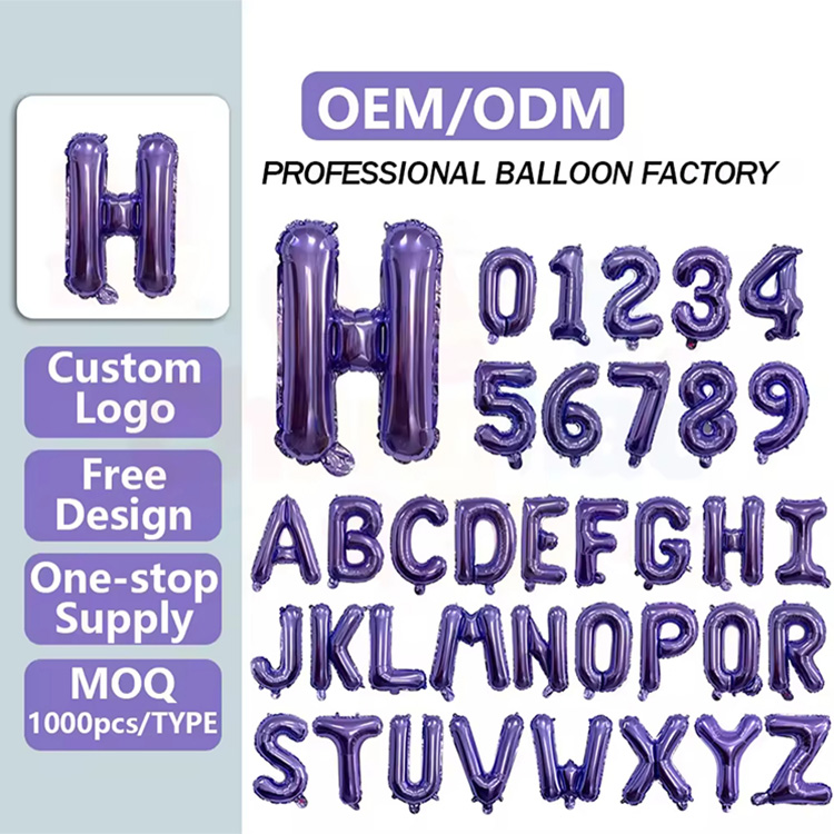ໝາຍເລກຈົດໝາຍສີມ່ວງ Foil Balloon